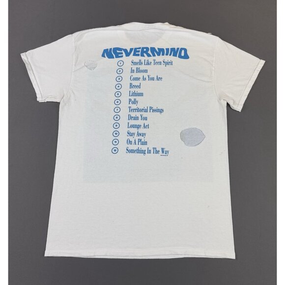 Vintage Y2K 2002 Nirvana Nevermind Band Tee Album Grunge Punk Tour Promo White - Picture 2 of 14